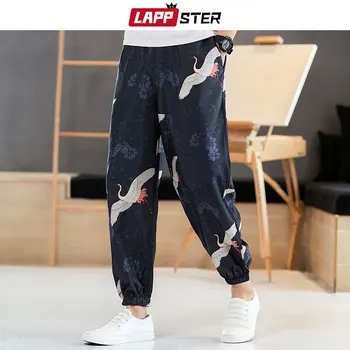 LAPPSTER Bărbați Macara de Imprimare Streetwear Jogging Pantaloni de Vară 2020 Harajuku Subțire Harem Pants Mens de Moda de Epocă Sinicism Pantaloni