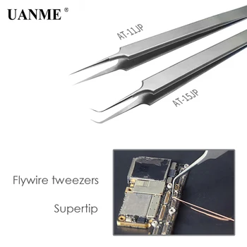 UANME Ultra Pensete de Precizie Elvețian de Tehnologie din Oțel Inoxidabil Curbat FlywireTweezers Clește cu Vârf Fin Cina Ac Ascuțit
