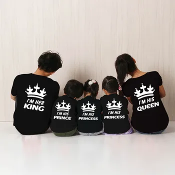 Tatăl, Mama și Fiica Haine de Moda Regele Regina Mama Tata Tricou Baieti Prințul Mica Printesa Tricouri Coroana Cuplu Tricou