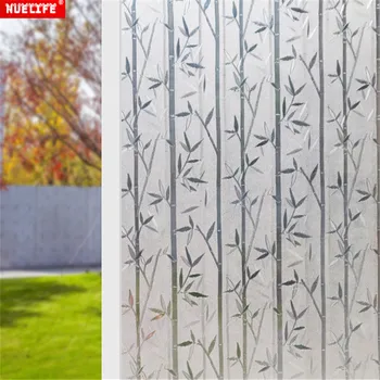 Frunze de bambus model electrostatic sticlă autocolant opac mat fereastra de film de la fereastra biroului de flori de hârtie baie pelicule de izolare de