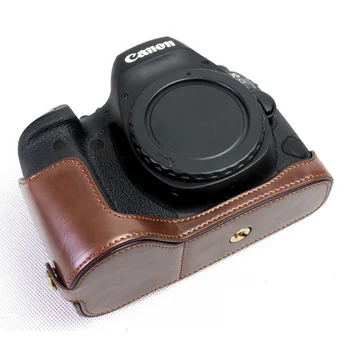 Negru/Cafea/Maro de Înaltă Calitate din Piele PU Jumătate de Fotografiat Fundul de Sac Caz Pentru Canon 6D Mark II, 6D II 6D2 6DII Cu Baterie de Deschidere