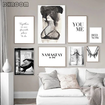 Moda Sexy Poster Alb-Negru Femeie De Fereastra Imprimare Canvas Wall Art Tablou Minimalist Imagine Decorațiuni Interioare Moderne