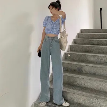 Blugi Femei Drept Liber de BF Unisex Harajuku Femei Pantaloni Lungi All-meci coreea Style Chic Casual Simplu Student Streetwear