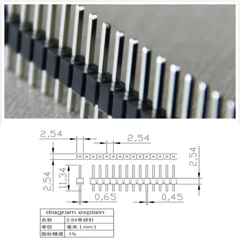 200pcs 40 Pin 1x40 Singur Rând de sex Masculin 2.54 Spart Pin Header PCB conectori JST Benzi pentru Arduino Negru