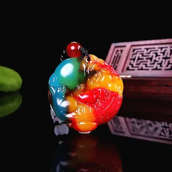 Naturale de Culoare Jad Pixiu Pandantiv Colier Chinez Sculptat manual Bijuterii Farmec Amuleta Accesorii de Moda pentru Barbati, Femei Norocos Cadouri