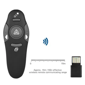 1 BUC 2.4 GHz Wireless Prezentare Powerpoint Prezentator Pen USB RF Control de la Distanță Pagina de Cotitură PPT Roșu cu Laser Pointer