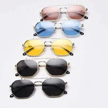 Peekaboo de aur de metal flip-up ochelari de soare barbati polarizati uv400 pătrat optice rama de ochelari femei de înaltă calitate stil de vară 2021