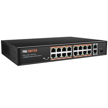 BESDER Switch PoE 16CH pentru Camere IP PoE 1000M Uplink Switch PoE Suport IEE802.3af/at Cu 16 Port PoE Lungă de peste 250 m de Transmisie