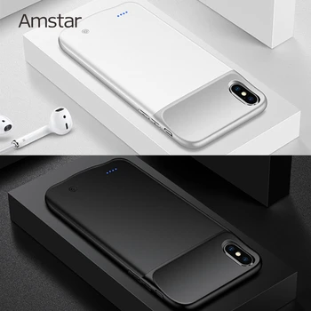 Amstar Moale Adeziv rezistent la Socuri Baterie de Cazuri pentru iPhone 11 Pro Max X XR XS Max 6 7 8 Plus Externe de Încărcare a Bateriei Pachet