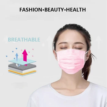 50 de pc-uri de unica folosinta Masca Medicala 3 pliuri Respirabil Negru/Alb/Roz Gura Masti de Filtrare în condiții de Siguranță Masca pentru Chirurgicală Masca de Protectie