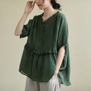 Plus Dimensiune Tricouri Femei Vara Vrac Topuri Casual Nou 2020 Coreeană Stil Vintage Din Bumbac Confortabil, Lenjeria De Femeie Bluza Tricou P1092