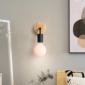Moda Fier de Artă E27 Lemn Lampă de Perete Modernă Nordic Acasă LED lampa Retro Restaurant, Bar Coridor Interior Lumina de Perete Decor