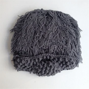 Amuzant Peruca Barba Pălării Vagabond Om De Știință Nebun Caveman Handmade Tricotate Cald Iarna Capace