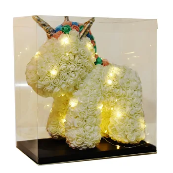 Minunat LED-uri a Crescut Unicorn Spumă de Săpun Flori Artificiale Jucarie Unicorn În Cutie de Cadou de Nunta, Cadouri de Ziua Îndrăgostiților pentru Fata Dropshipping