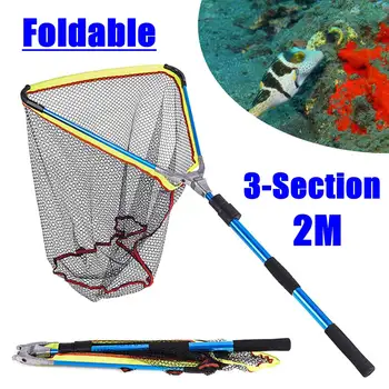 Aliaj de aluminiu 200cm 3-Secțiunea Retractabil Plasă de Pescuit Telescopic Pliabil Net de Aterizare la Polul Pliere Net de Aterizare Pentru a Zbura de Pescuit