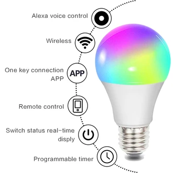 E27 Lampa de Control Inteligent Led RGB Lumina Estompat 10W RGBW Led Lampă de Colorat Schimbare Bec Led Lampada RGBW Alb Decor Acasă