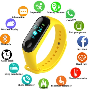 Fitness M3 Ecran Color Smart Sport Bratara Activitate Rulează Tracker Rata de Inima Pentru Copii Barbati Femei Ceas Pentru IOS Android M4