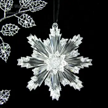Acrilice Fulg de nea, brazi de crăciun pandantiv accesorii de Nunta nunta de artizanat 12cm Zăpadă diamant 4 buc