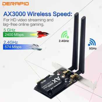 3000Mbps Dual band AX200 Wi-Fi 6 Wireless WiFi PCI-Express Adaptor Bluetooth 5.0 Desktop Card de 2.4 Ghz/5Ghz 802.11 ax/ac Windows 10