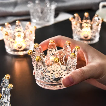Coroana În Formă De Sticlă Tealight Lumanarea Titular De Relief De Cristal Candelabru Sfeșnic Florale Nunta Decor Acasă Sta
