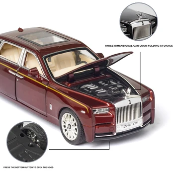 1:24 Rolls Royce Phantom De Simulare Mare De Turnat Sub Presiune Din Aliaj Model De Masina De Sunet De Lumină Băiat Jucării Trage Înapoi Copiii Cadou Scară De Colectare