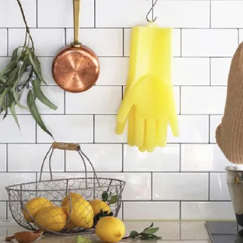 O pereche de bucătărie Perie Mănuși Impermeabile Mănuși de spălat Vase Alimente Grad Silicon de Curățare de uz Casnic Instrumente de Bucatarie Curat Instrumente