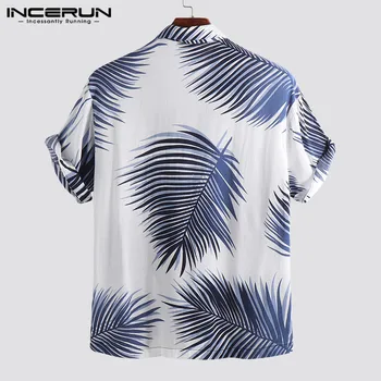 INCERUN 2021 Vara Barbati Imprimate Plajă Hawaiiană Tricouri Maneca Scurta Rever Brand de Streetwear Liber Camasi Barbati Casual Bluza Camisa