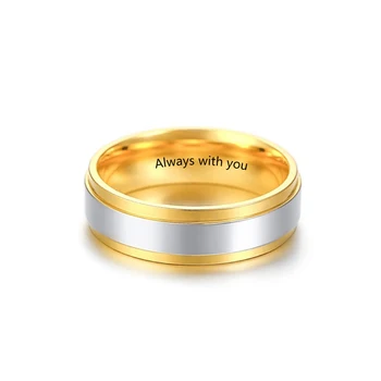 Din Oțel Inoxidabil Personalizate Gravate Două Inele Placate Cu Aur Dragoste Alianța Inele De Nuntă Pentru Bărbați, Femei Promit Cadouri Bijuterii