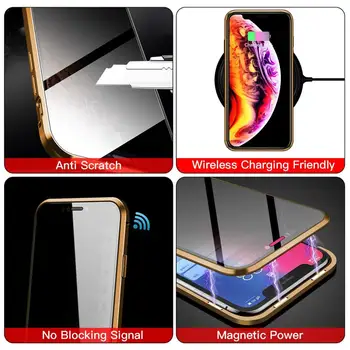 Iphone 11 pro max cazul Magnetic Sticla de Confidențialitate Metal Cazuri de Telefon 360 Magnet Antispy Cover Pentru Iphone XR XS X 8 7 6 caz