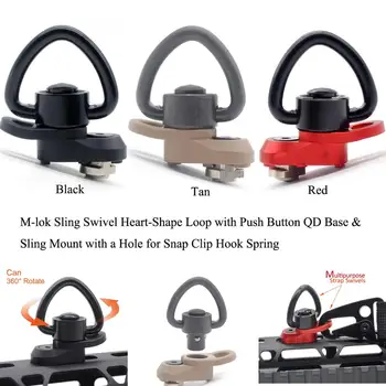 Aplus M-lok Sling Swivel Set Inima în Formă de Buclă QD Rapid Desprinde de Bază și o Gaură pentru Snap Clip Cârlig Spring_Black/Rosu/Tan Culori