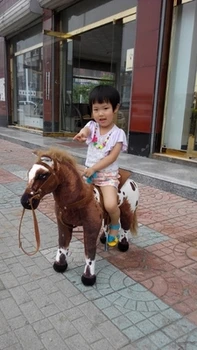 Simulare animal de călărie cal jucărie de pluș 82x62cm maro cal nechează calul papusa pentru copii cadou de ziua de nastere,cadou de Crăciun w8466