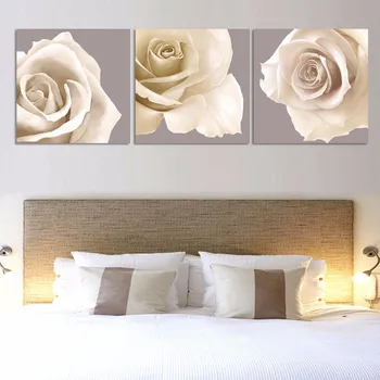 Modular Imagini Cadrul HD Tipărite 3 Panou Alb cu Flori Peisaj Home Decor Perete Living Arta, Tablouri Moderne Canvas