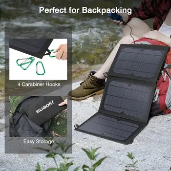 Suaoki 21W Panou Solar Încărcător de Baterie Pliabil rezistent la apa Energie de la Soare Afișaj LED Dual USB 5V/4A Ieșire pentru iPhone X 8 Huawei