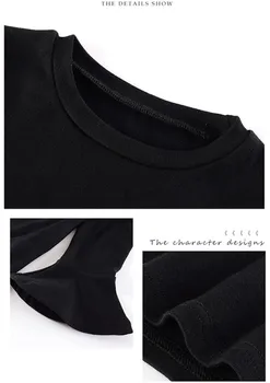 2019 Copii Haine de Toamna Primavara Adolescenti Fete de Îmbrăcăminte Seturi Maneca Lunga Topuri Negre+ Arc Stripe Pantaloni 2 buc Costume Copii T32