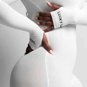 Streetwear Albe Tricotate Sexy Bodycon Norocos Eticheta Salopeta Femei, În General 2020 Maneci Lungi Skinny Salopetă Pentru Femei Salopeta De Sex Feminin