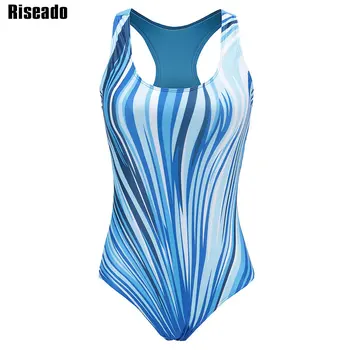 Riseado Sport-O singură Bucată de costume de Baie Competitive Costume de baie Femei 2021 tipar Digital Racer Back Costume de Baie Plus Dimensiune XXXL