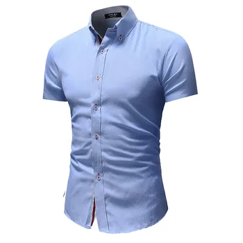 LeeLion 2021 Vara Noi Solidă Mens Dress Shirt Camisas Hombre Para Maneca Scurta Oxford Tesaturi Camasi Moda Casual, Camasi Barbati