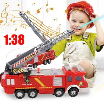 1:38 Jet de Apă de Incendiu Camion de Model de Pulverizare a Apei Mașină de Jucărie turnat sub presiune Vehicul Jucărie Model de Masina pentru Copii Cu Sunet Flash de Muzică Ușoară pentru Copil Cadou