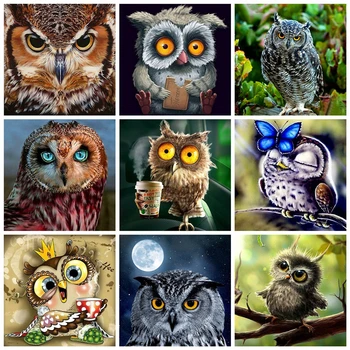 Huacan 5D Diamant Pictura Owl Full Piața de BRICOLAJ Diamant Broderie Animale Arta Decoratiuni Casa