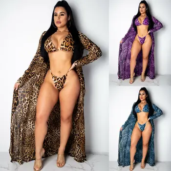Moda Femei Sexy Leopard Costume de baie Bikini Brazilian Set Beachwear costum de Baie Triunghi Beachwear Cu Acoperi