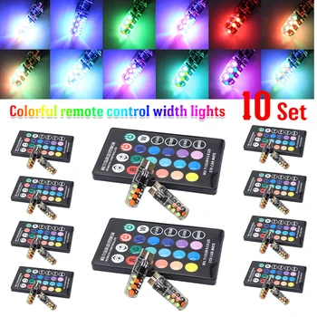 10 Seturi T10 LED RGB Lumina COB Silicon Strobe Flash T10 194 Led RGB Interior Lumina de Lectură Auto T10 Decorative Pană Lămpi cu Led-uri