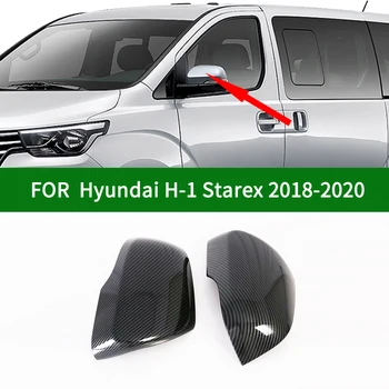 Pentru TOATE-NOUL Hyundai H-1 2018-2020 auto oglinda Retrovizoare capacul ornamental, negru fibră de carbon / crom Semnalizare Laterale și Capace de Oglinzi