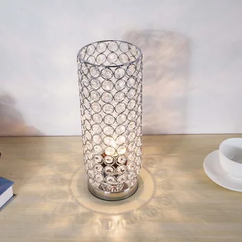 2020 TUDA Argint Cristal Lampă de Masă pentru Dormitor Lămpi de Noptieră LED Lampă de Birou Mic Cadou Lampa de Noapte E27 110v 220v UE Plug