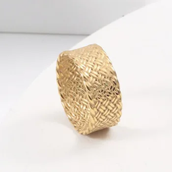Împletite țese aur inel de trupa care pot fi stivuite pentru femei din oțel inoxidabil simplu punk minimalism moda ring