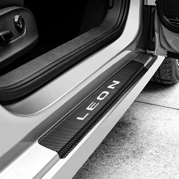 4BUC Pentru Seat Leon MK2 MK3 Masina Pragului de Ușă Autocolant Auto din Fibra de Carbon Anti-Zero Decalcomanii Decor de Styling, Tuning Auto Accesorii