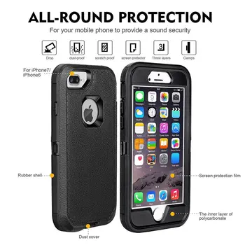 De mare Impact Hibrid rezistent la Șocuri Caz Acoperire Pentru iPhone 6 6s 7 8 Plus Grele Protecția Cazuri de Telefon și Centura Clip