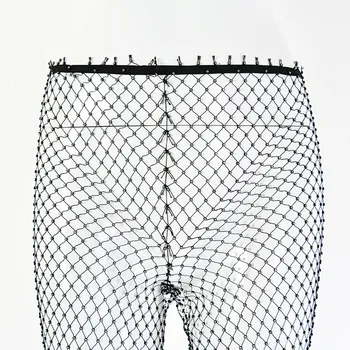 Zell&Dincht Diamante Fishnet Split Pantaloni Sexy Femei Gol Afară De Talie Mare Vara Femei Pantaloni Plaja Casual Doamnelor Pantaloni