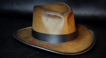 Palarie de Cowboy de bricolaj semi-finite din piele lucrate manual pachet de materiale pălărie steampunk din piele de vest palarie de cowboy din piele