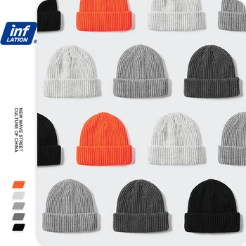 INFLAȚIA Unisex Tricotate Pălărie de Lână Cald Iarna 5 Culori Căciuli Pălărie Bărbați de Modă de Culoare Solidă Calote Femeie 281CI2020