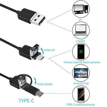 720P Industriale Endoscop USB Camera 10m IP67 rezistent la apa camera Endoscop pentru telefoanele cu Windows 6 Led-uri Reglabile Camera de Inspecție